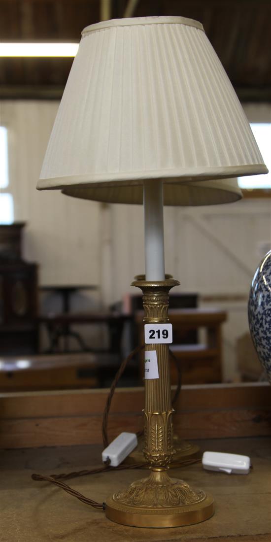 A pair of ormolu candlestick table lamps
